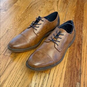 Men's Tan Leather Derby Shoes with Cap Toe